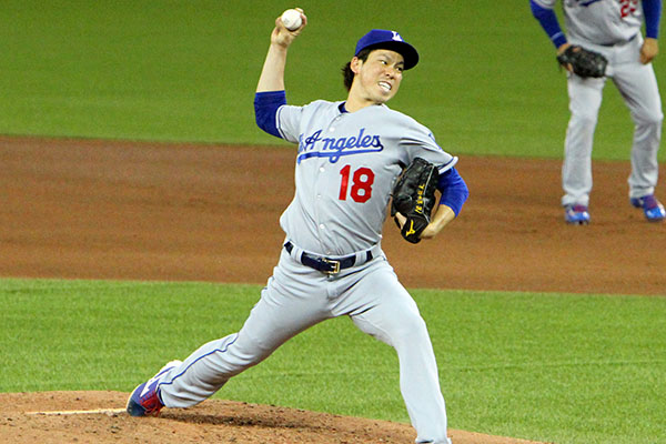 Kenta Maeda of the Los Angeles Dodgers makes his first Canadian appearance May 6, 2016. Finishing the game with a two run no-decision advancing his record to 3-1, with a 1.66 ERA and 0.95 WHIP. Photo credit: Jonathan Eto.